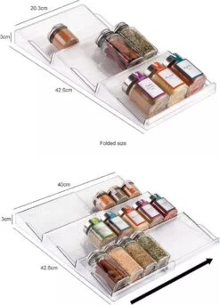 Merkloos Kruidenrek Voor Lade - Kruidenorganizer - Keukenlade Organiser - Kruidenrek Lade - Kruidenhouder - Lade Voor Kruiden - Spice Rack - Uitschuifbaar Van 20cm Tot 40cm - Kruidenrek Liggend - Spice Organizer -Thuisopslag 863x1200