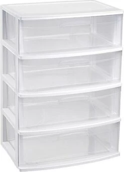 Ladekast/organizer Met 4 Lades Wit/transparant - 40 X 56 X 80 Cm - Ladekasten/organisers Kantoor