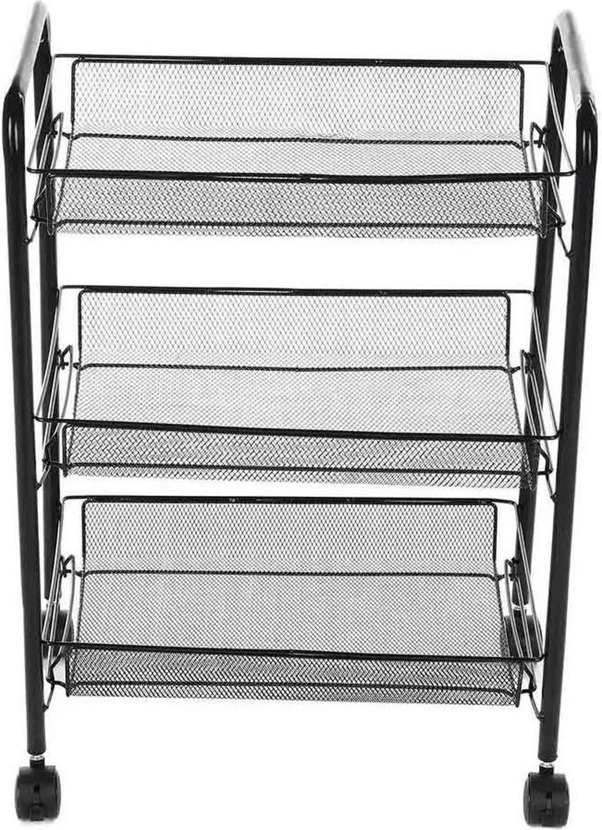 Buxibo Opbergrek 3 Laags Op Wieltjes Met Vakken - Keukentrolley Op Wielen - Badkamer/Keuken/Kamer Opbergrek - Nisrek - 45cmx37cmx63cm - Zwart 8 Buxibo Opbergrek 3 Laags Op Wieltjes Met Vakken - Keukentrolley Op Wielen - Badkamer/Keuken/Kamer Opbergrek - Nisrek - 45cmx37cmx63cm - Zwart - Afbeelding 6
