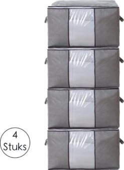 Hoogwaardige Opbergtas Voor Kleding - 4 Stuks - Grijs - Organizer Voor Dekbed - Opbergzak - Opbergers Voor Seizoenskleding - Zakken Om Ruimte Te Besparen - Opslag Voor Dekbed -Thuisopslag 874x1200 1