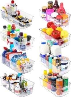 Gewoon® Koelkast Organizer (set Van 8) - Bakjes - Lade Organizer - Opbergboxen - Keuken - Stapelbaar - Transparant
