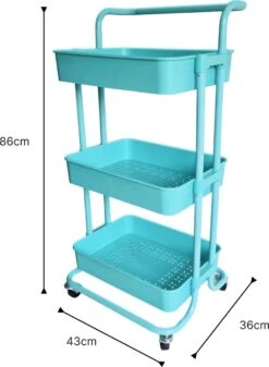 O'DADDY® Keukentrolley Op Wieltjes - Serveerwagen - Keukentrolley Blauw - Verrijdbaar En Vast - 3 Lagen - 86 X 43 X 36 Cm -Thuisopslag 880x1200 1