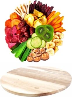 Merkloos Draaiplateau 40cm- Borrelplank -Tapasplank – 360º Roterende Draaischijf - Hapjes Plank Massief Hout – ⌀40cm