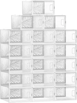 Merkloos Premium Schoenen Opbergsysteem Set Van 18 - Schoenenbox Tot Maat 44 - Schoenen Organizer Doorzichtig - Organizer Kleding - Kast Organizer - Lade Organizer