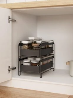 BROËL™ Organizer – Ladekast - Opbergrek - Aanrecht Organiser – Keuken Organizers - Ladeblok - Kast Organizer - Organizer Lade - Zwart - Ladesysteem - Gootsteen Organizer - Gootsteenkast Organizer - Keukenrek - Metaal - Antislip -Thuisopslag 899x1200 17