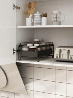 BROËL™ Organizer – Ladekast - Opbergrek - Aanrecht Organiser – Keuken Organizers - Ladeblok - Kast Organizer - Organizer Lade - Zwart - Ladesysteem - Gootsteen Organizer - Gootsteenkast Organizer - Keukenrek - Metaal - Antislip -Thuisopslag 899x1200 18