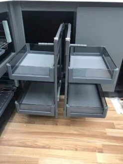 Milano Luxurious® Magic Corner - Hoek Keukenkast Organizer- Uitschuiflades - 4 Plateaus, 2 Levels - 48 X 87 X 58 Cm - Deurbreedte 40 Cm – Antraciet -Thuisopslag 900x1200 18