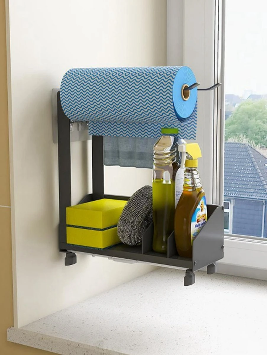 Keuken Organizer - Gootsteen Organizer - Vaatdoekhouder - Droogrek - Vaatrek - Sponshouder - Aanrecht Organizer - Keukenrek 4 Keuken Organizer - Gootsteen Organizer - Vaatdoekhouder - Droogrek - Vaatrek - Sponshouder - Aanrecht Organizer - Keukenrek - Afbeelding 2