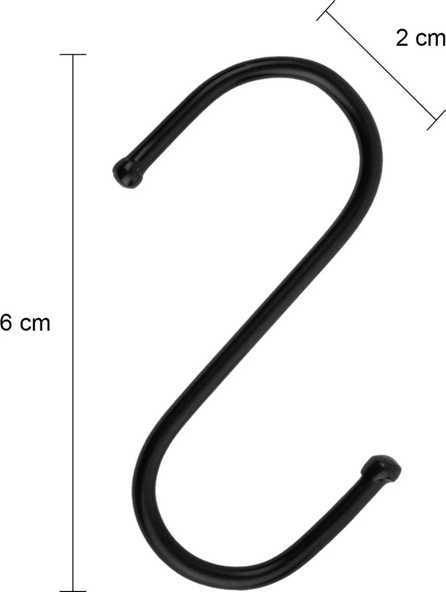 QUVIO Ophanghaken - Haken - Kleding Haken - Losse Haken Voor Theedoeken - Handdoekhaak Voor In De Keuken - S-Haken - Keukenhaak - 6 Cm - 10 Stuks - Staal - Zwart 5 QUVIO Ophanghaken - Haken - Kleding Haken - Losse Haken Voor Theedoeken - Handdoekhaak Voor In De Keuken - S-Haken - Keukenhaak - 6 Cm - 10 Stuks - Staal - Zwart - Afbeelding 3