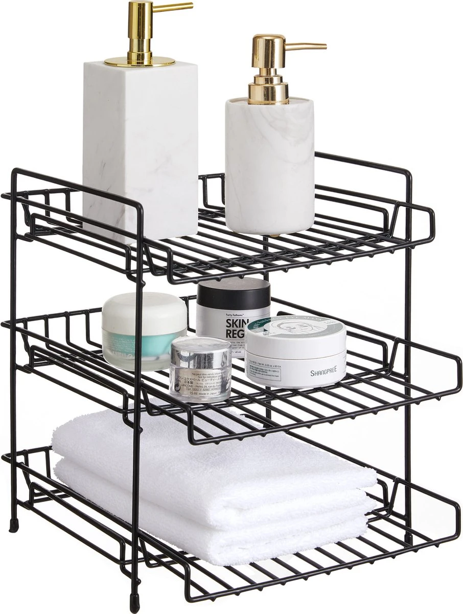 ACAZA Keukenrek - Kruiden Rek - Aanrecht Organizer Met 3 Niveaus - Onder De Gootsteen Organizer - 30x26x30cm - Zwart 8 ACAZA Keukenrek - Kruiden Rek - Aanrecht Organizer Met 3 Niveaus - Onder De Gootsteen Organizer - 30x26x30cm - Zwart - Afbeelding 6