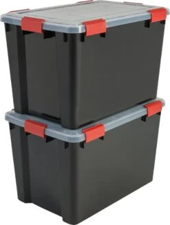 IRIS Airtight Opbergbox - 70L - 2 Stuks - Zwart/Rood