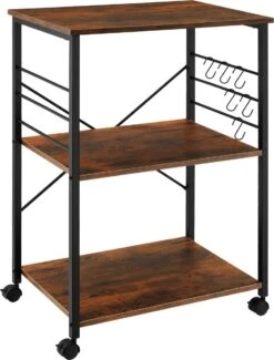 Tectake - Serveerwagen Rugby 65,5x45,5x88,5cm - Industrieel Donkerbruin - 404756