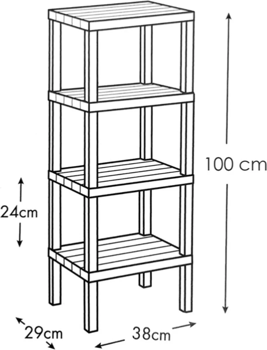 Acero - Keukenrek - Opbergrek - Voorraadrek - Badkamerrek - Grijs - 4 Laags 5 Acero - Keukenrek - Opbergrek - Voorraadrek - Badkamerrek - Grijs - 4 Laags - Afbeelding 3