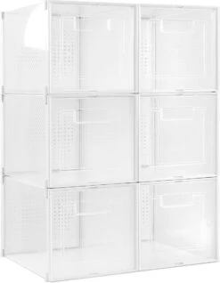 Navaris 6x Transparante Schoenendoos - Voor Schoenen, Sneakers En Hoge Hakken - Stapelbaar