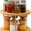 Merkloos Decopatent® Kruidenrek / Fruitschaal Bamboe - Rond - Kruiden Carrousel - Draaibaar - Staand Bamboe Specerijenrek Draaiplateau - Fruitrek