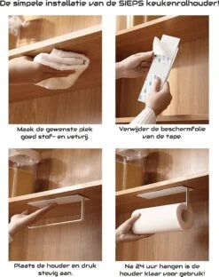 SIEPS Keukenrolhouder Zwart - Zelfklevend - Rollenhouder - Hangend - Extra Stevig -Thuisopslag 950x1200 2