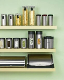 Brabantia Voorraadbus - 1,4 L - Matt Steel Fingerprint Proof / Matt Black Deksel - Met Venster -Thuisopslag 952x1200