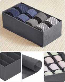 LIVINGSIGNS Opbergdozen Voor Ondergoed, Lade-organizer, Opbergsysteem Voor Kledingkast, Opvouwbaar, Voor Beha's, Ondergoed, Sokken, Stropdassen, Vouwdoos, Stoffen Box, Set Van 4, Grijs RUS04GY 10 LIVINGSIGNS Opbergdozen Voor Ondergoed, Lade-organizer, Opbergsysteem Voor Kledingkast, Opvouwbaar, Voor Beha's, Ondergoed, Sokken, Stropdassen, Vouwdoos, Stoffen Box, Set Van 4, Grijs RUS04GY -Thuisopslag 954x1200 2