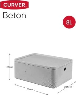 Curver Beton Opberbox + Deksel S - 3x8L - 3 Stuks - Lichtgrijs -Thuisopslag 956x1200 1