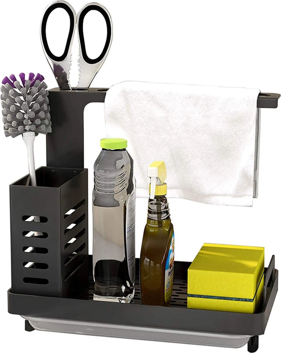 Fixon Aanrecht Organiser - Vaatdoekhouder - Gootsteen Organizer - Keuken Organizers - Afdruiprek - Keuken - Zwart 3 Fixon Aanrecht Organiser - Vaatdoekhouder - Gootsteen Organizer - Keuken Organizers - Afdruiprek - Keuken - Zwart