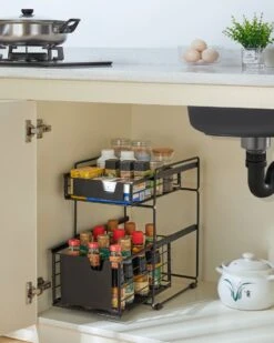 Clear Living - Gootsteenkast Organizer - Keukenkast Organizer - Keuken Organizer - Gootsteen Organizer - Zwart -Thuisopslag 960x1200