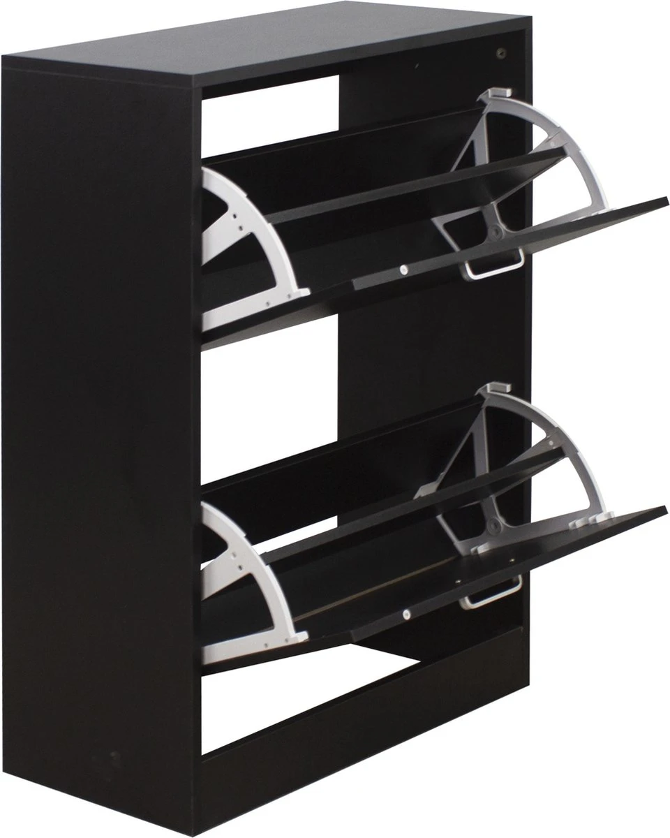 Schoenenkast - Schoenenrek - 2 Vakken - Zwart 8 Schoenenkast - Schoenenrek - 2 Vakken - Zwart - Afbeelding 6