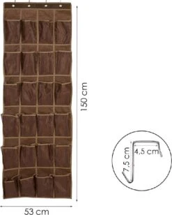 Schoenenkast Hangend - Schoenenzak 24 Vakken - Opbergen Van Schoenen Aan Deur - Schoenenzak Bruin - Oplossing Voor Rondslingerende Schoenen - Hoogwaardige Schoenenkast -Thuisopslag 962x1200