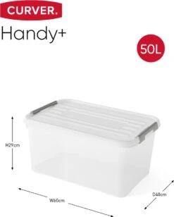 Curver Handy+ Opbergbox - 50L - 3 Stuks - Transparant Met Deksel -Thuisopslag 962x1200 5