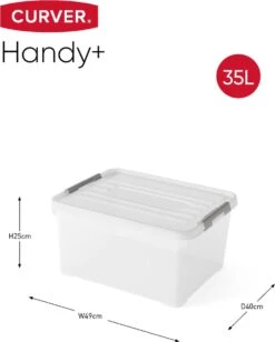 Curver Handy+ Opbergbox - 35L - 3 Stuks - Transparant Met Deksel -Thuisopslag 962x1200 6