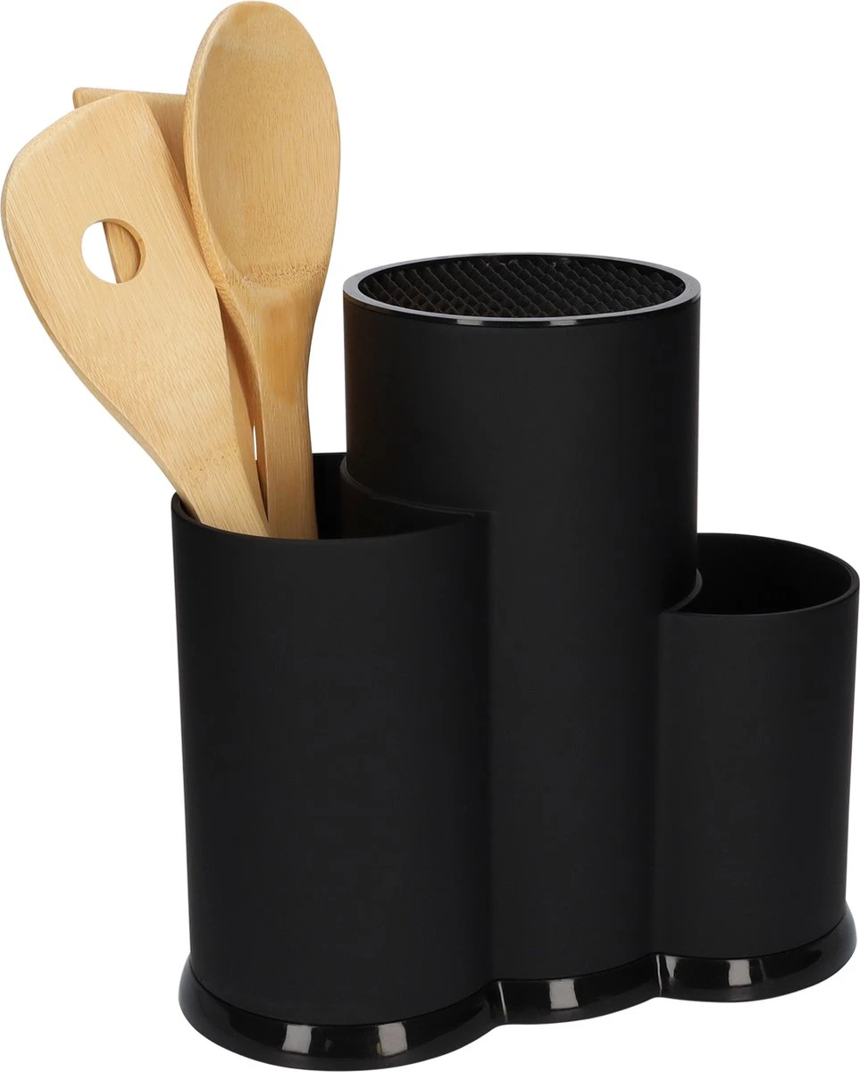 QUVIO Keukengerei Houder - Multifunctioneel - Messenblok - Met Slot - Bestekhouder - Spatelhouder - Pollepel Houder - Keukengerei Organizer - Opbergen - Zwart - Plastic - 11 X 22 X 22 Cm 5 QUVIO Keukengerei Houder - Multifunctioneel - Messenblok - Met Slot - Bestekhouder - Spatelhouder - Pollepel Houder - Keukengerei Organizer - Opbergen - Zwart - Plastic - 11 X 22 X 22 Cm - Afbeelding 3