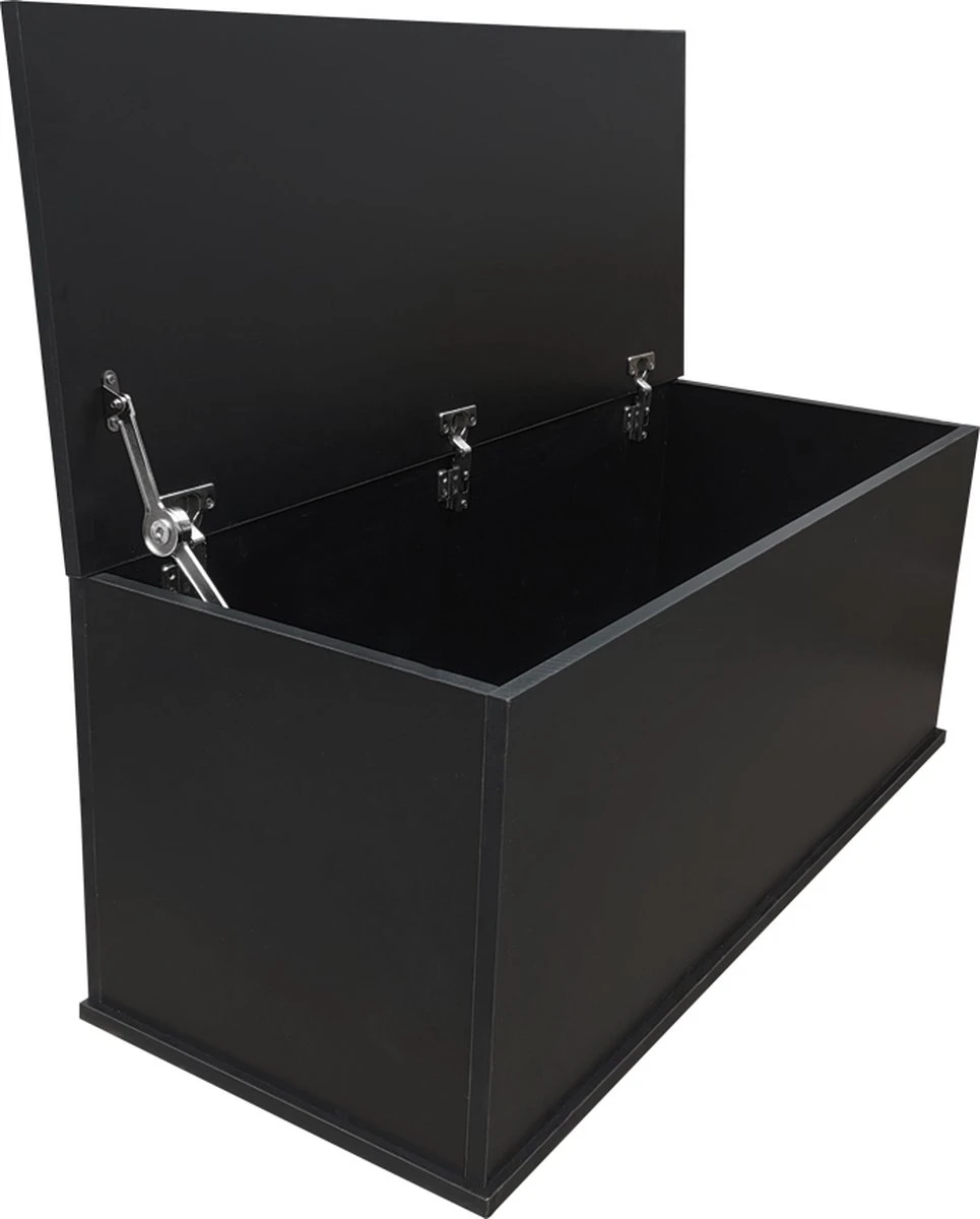 Opbergkist - Speelgoedkist - Dekenkist - 100 Cm Breed - Zwart 5 Opbergkist - Speelgoedkist - Dekenkist - 100 Cm Breed - Zwart - Afbeelding 3