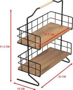 Metalen Keuken Etagere 2 Laags Van Naturn Living | Keuken Opbergrek | Kruidenpotjes Rek | Kruiden Organizer | Keuken Rek Specerijen | Mat Zwart -Thuisopslag 971x1200