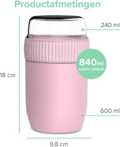Coninx Thermos Lunchbox - Muesli Beker To Go - Isoleer Lunchpot - Yoghurtbeker To Go - Mueslibeker 840ml (600ml+240ml) - RVS / Roze 16 Coninx Thermos Lunchbox - Muesli Beker To Go - Isoleer Lunchpot - Yoghurtbeker To Go - Mueslibeker 840ml (600ml+240ml) - RVS / Roze -Thuisopslag 981x1200