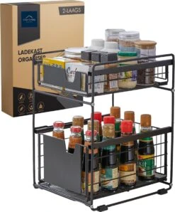 Clear Living - Gootsteenkast Organizer - Keukenkast Organizer - Keuken Organizer - Gootsteen Organizer - Zwart -Thuisopslag 995x1200 2