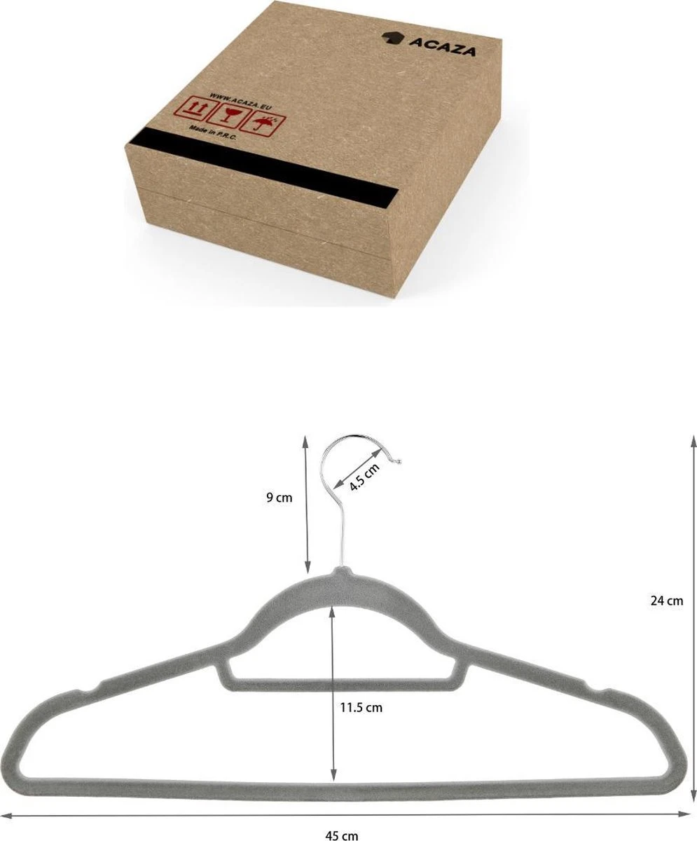 ACAZA 30 Anti-slip Kleerhangers - Ultra-dunne Kledingshangers Met Fluweel - Kapstokken Met Broeklat Of Roklat - Grijs 11 ACAZA 30 Anti-slip Kleerhangers - Ultra-dunne Kledingshangers Met Fluweel - Kapstokken Met Broeklat Of Roklat - Grijs - Afbeelding 9