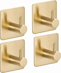 YONO Zelfklevende Haakjes – RVS Ophanghaakjes – Ultra Sterke Plakhaakjes – 4 Stuks – Goud